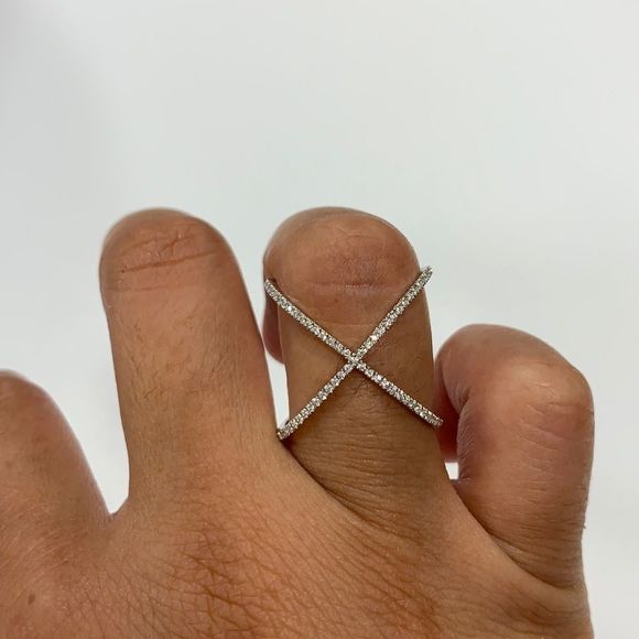 X micropaved diamond saintly minimalist ring - Picture 9 of 12